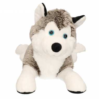 Grijs met witte husky knuffel 43 cm hond
