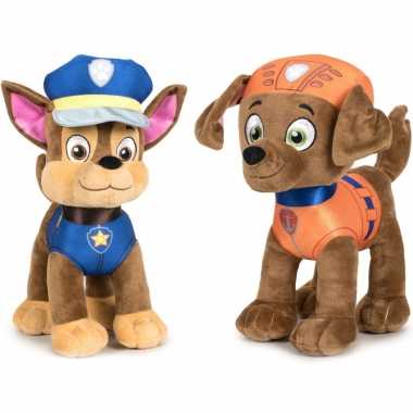 Paw patrol knuffels set van 2x karakters chase en zuma 27 cm hond