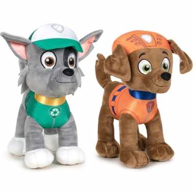 Paw patrol knuffels set van 2x karakters rocky en zuma 27 cm hond