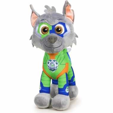 Pluche paw patrol rocky mighty pups knuffel 27 cm speelgoed hond