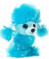 Blauwe pluche poedel honden knuffel 15 cm