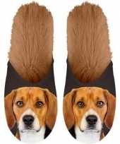 Knuffel dieren beagle hond instap sloffen pantoffels voor volwassenen