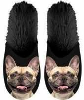 Knuffel dieren franse bulldog hond instap sloffen pantoffels volwassenen