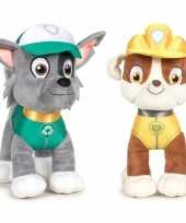 Paw patrol knuffels set van 2x karakters rocky en rubble 27 cm hond