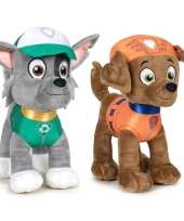 Paw patrol knuffels set van 2x karakters rocky en zuma 27 cm hond
