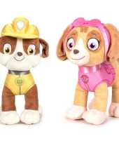 Paw patrol knuffels set van 2x karakters rubble en skye 27 cm hond