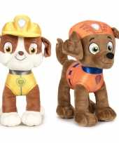 Paw patrol knuffels set van 2x karakters rubble en zuma 27 cm hond