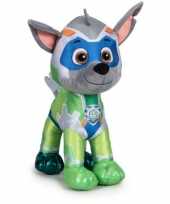 Pluche paw patrol rocky mighty pups super paws knuffel 19 cm hond