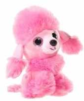 Roze pluche poedel honden knuffel 15 cm